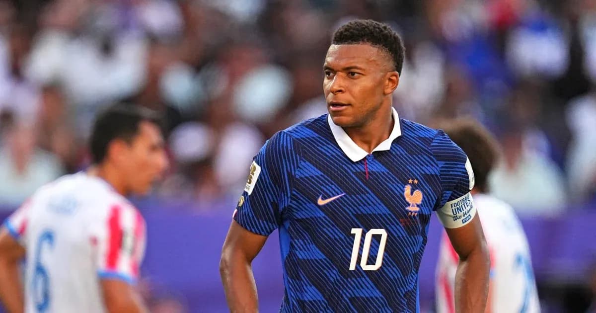 Kylian Mbappé in France kit during match Kylian Mbappé in France kit during match
