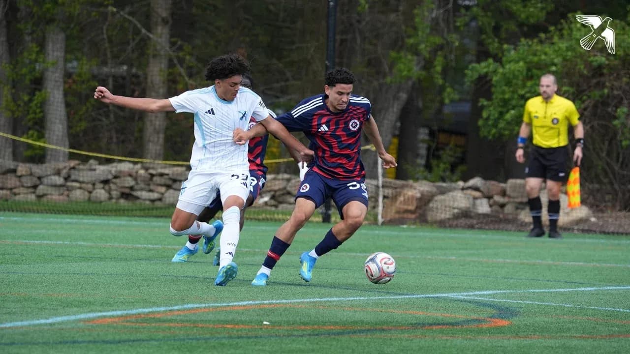 Players competing for the ball in MLS Next Pro Players competing for the ball in MLS Next Pro