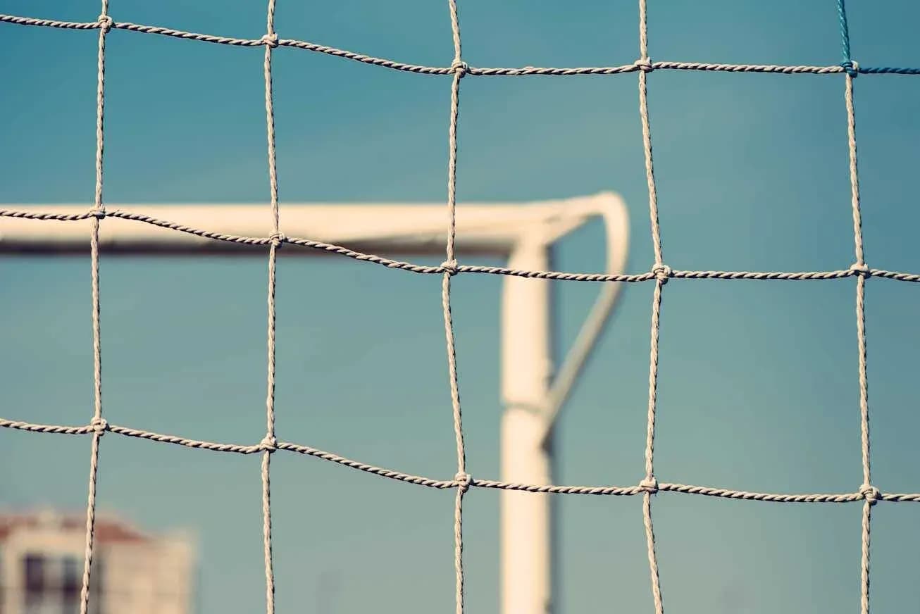 Close-up of a soccer goal net Close-up of a soccer goal net