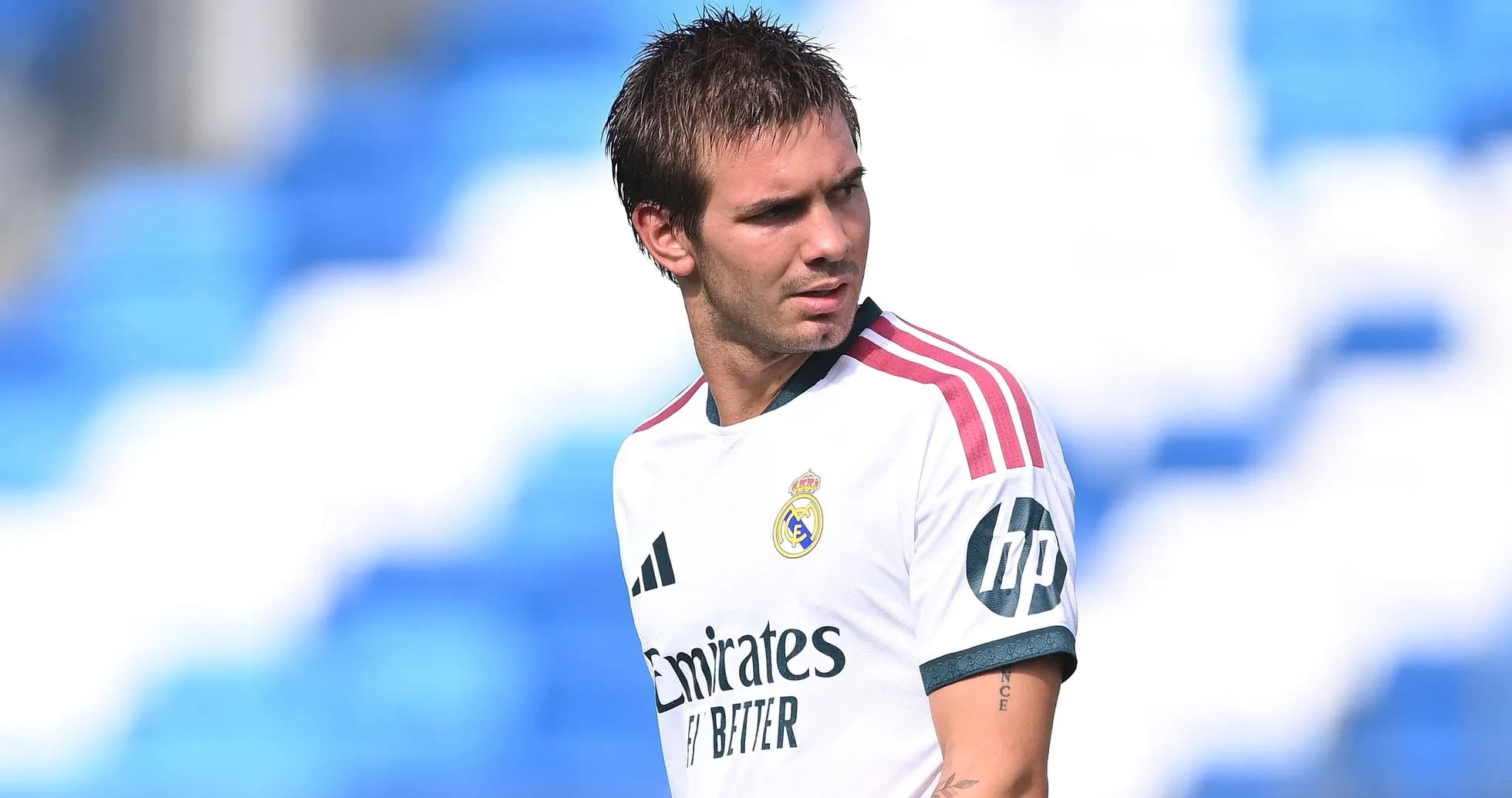 Player wearing Real Madrid jersey on training pitch Player wearing Real Madrid jersey on training pitch