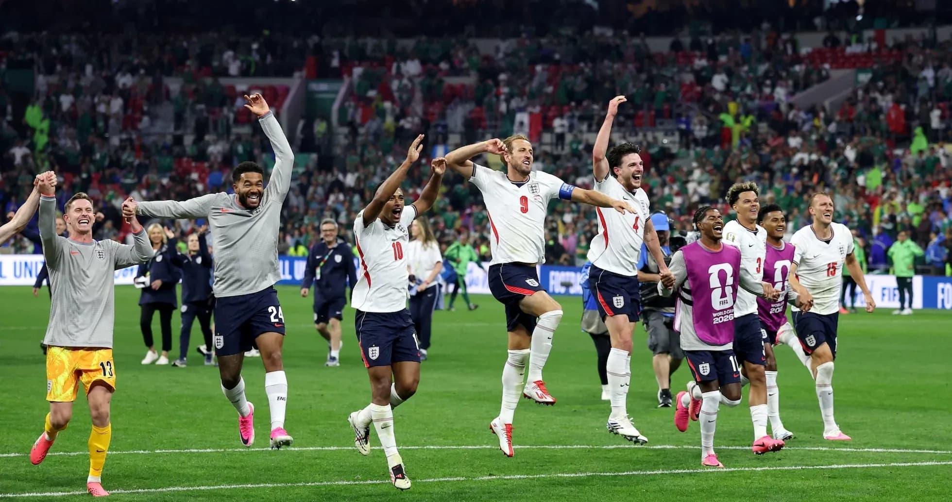 England players celebrating victory at World Cup England players celebrating victory at World Cup