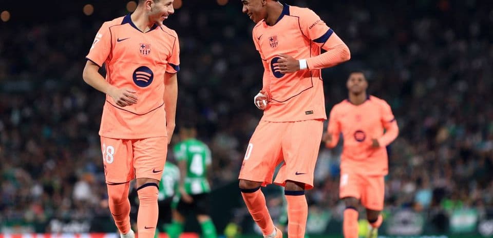 Barcelona players celebrating during La Liga match Barcelona players celebrating during La Liga match