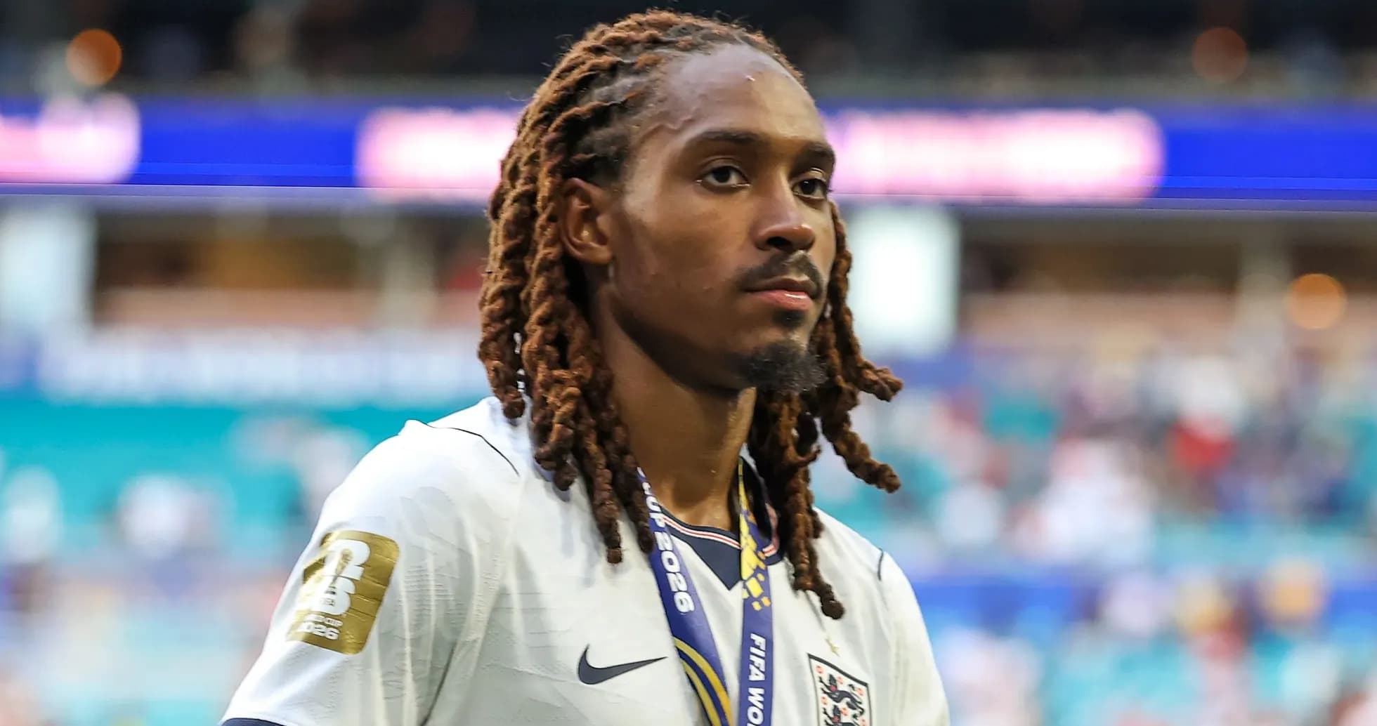 Player wearing England kit walking off the pitch Player wearing England kit walking off the pitch