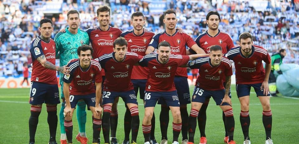 Osasuna team lineup before La Liga match Osasuna team lineup before La Liga match