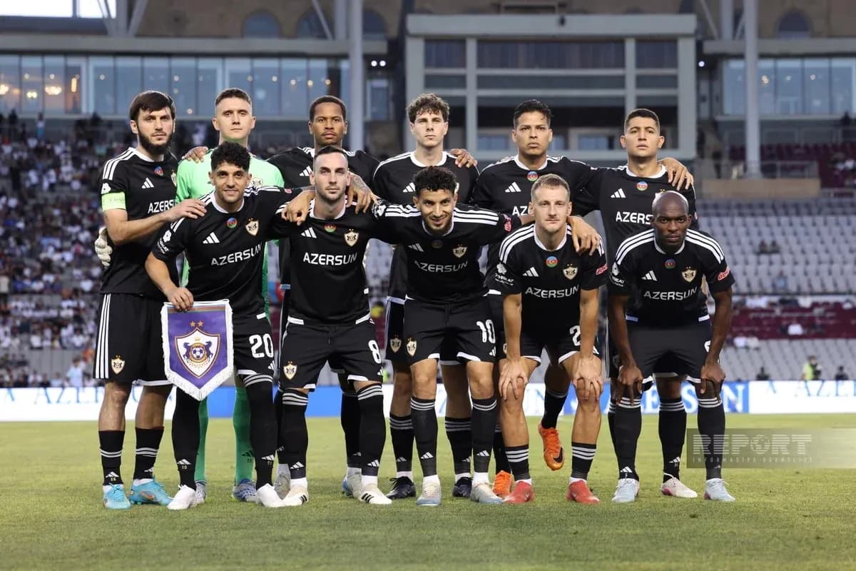Qarabag team lineup before UEFA match Qarabag team lineup before UEFA match