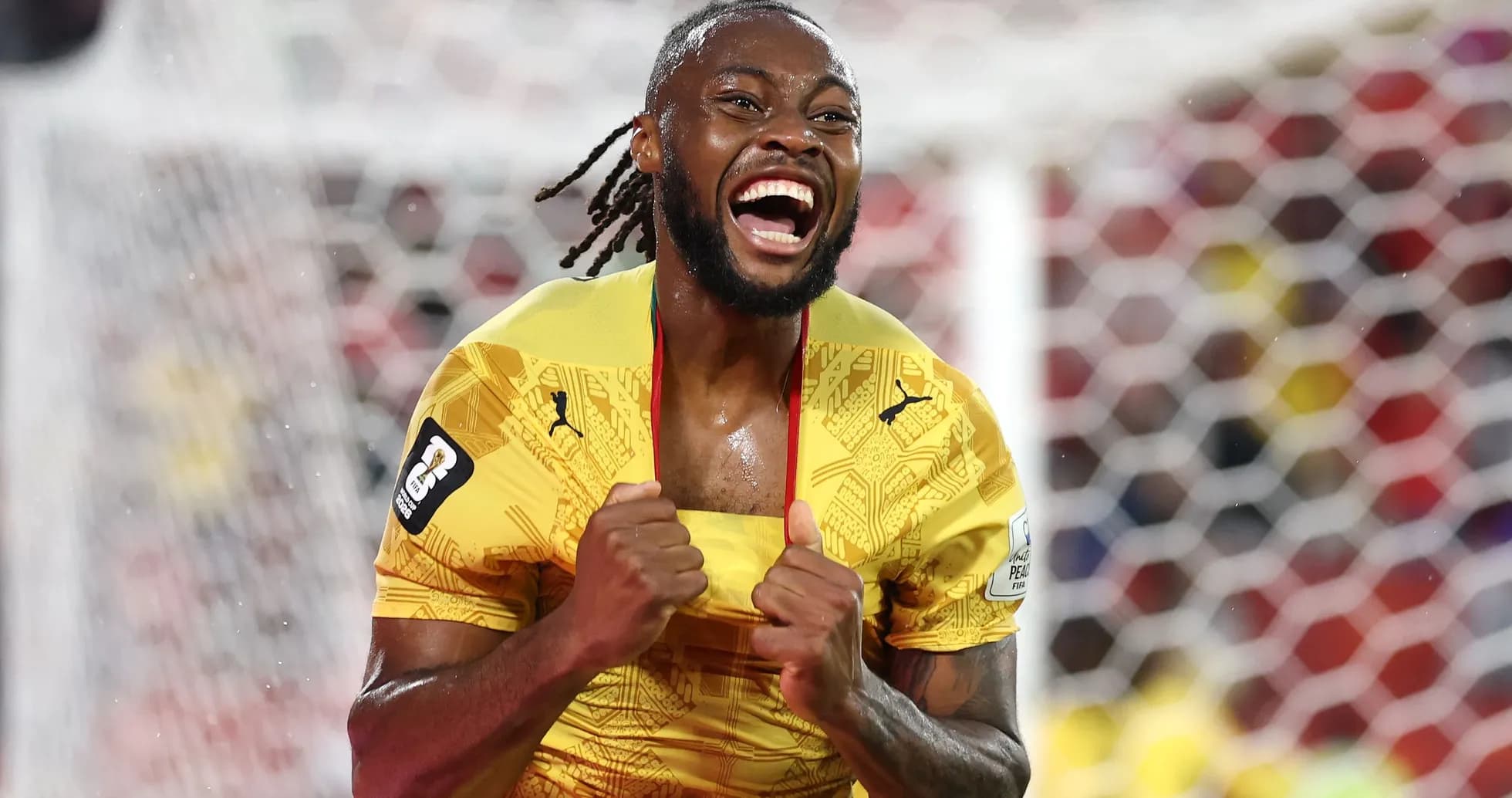 Player celebrating after scoring a goal in match Player celebrating after scoring a goal in match