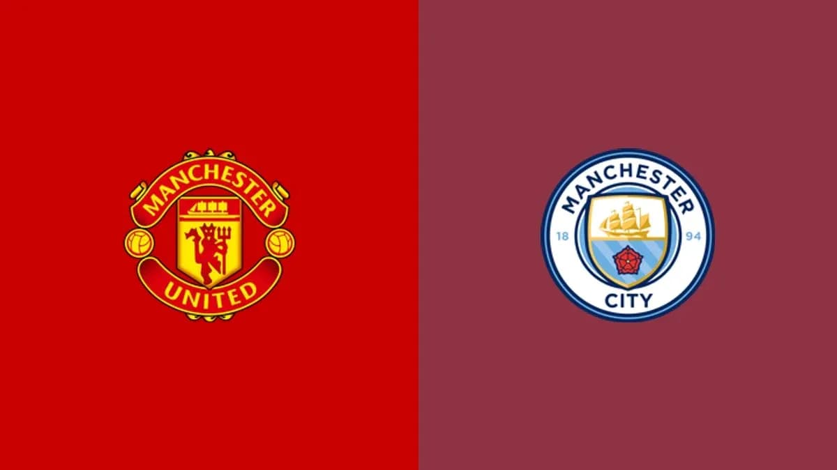 Logos of Manchester United and Manchester City Logos of Manchester United and Manchester City
