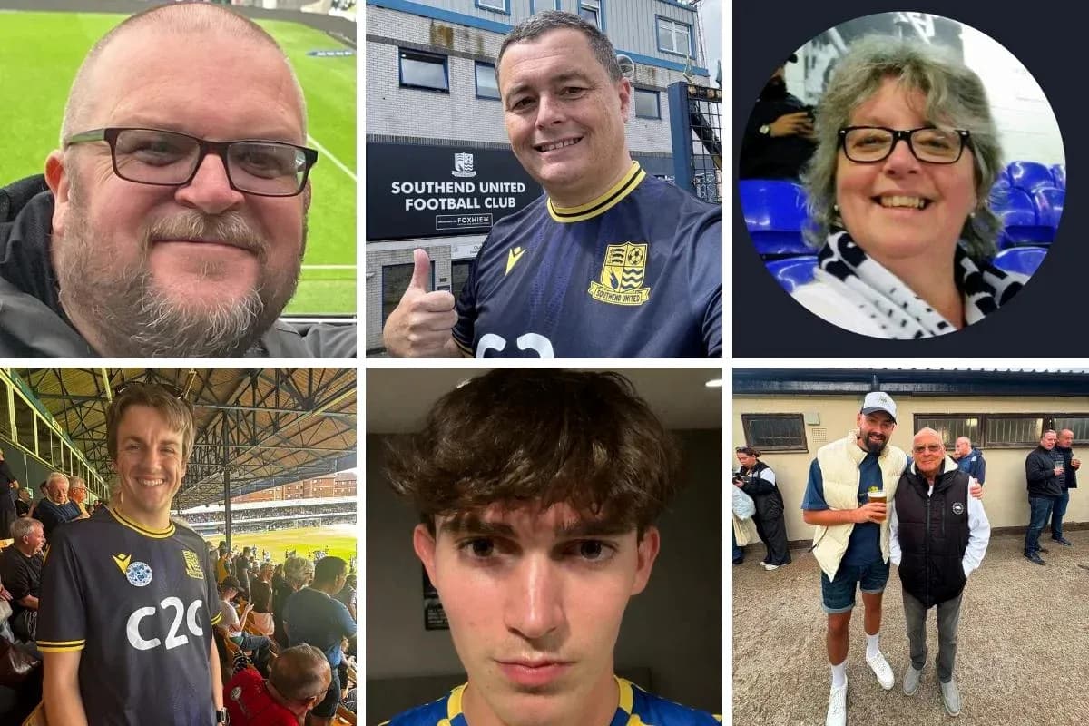 Fans showing support for Southend United Football Club Fans showing support for Southend United Football Club
