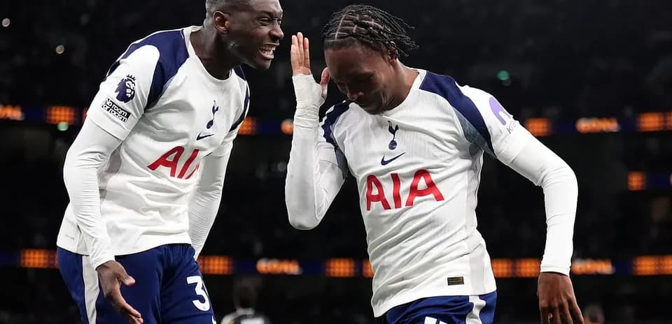 Tottenham players celebrating a goal during match Tottenham players celebrating a goal during match