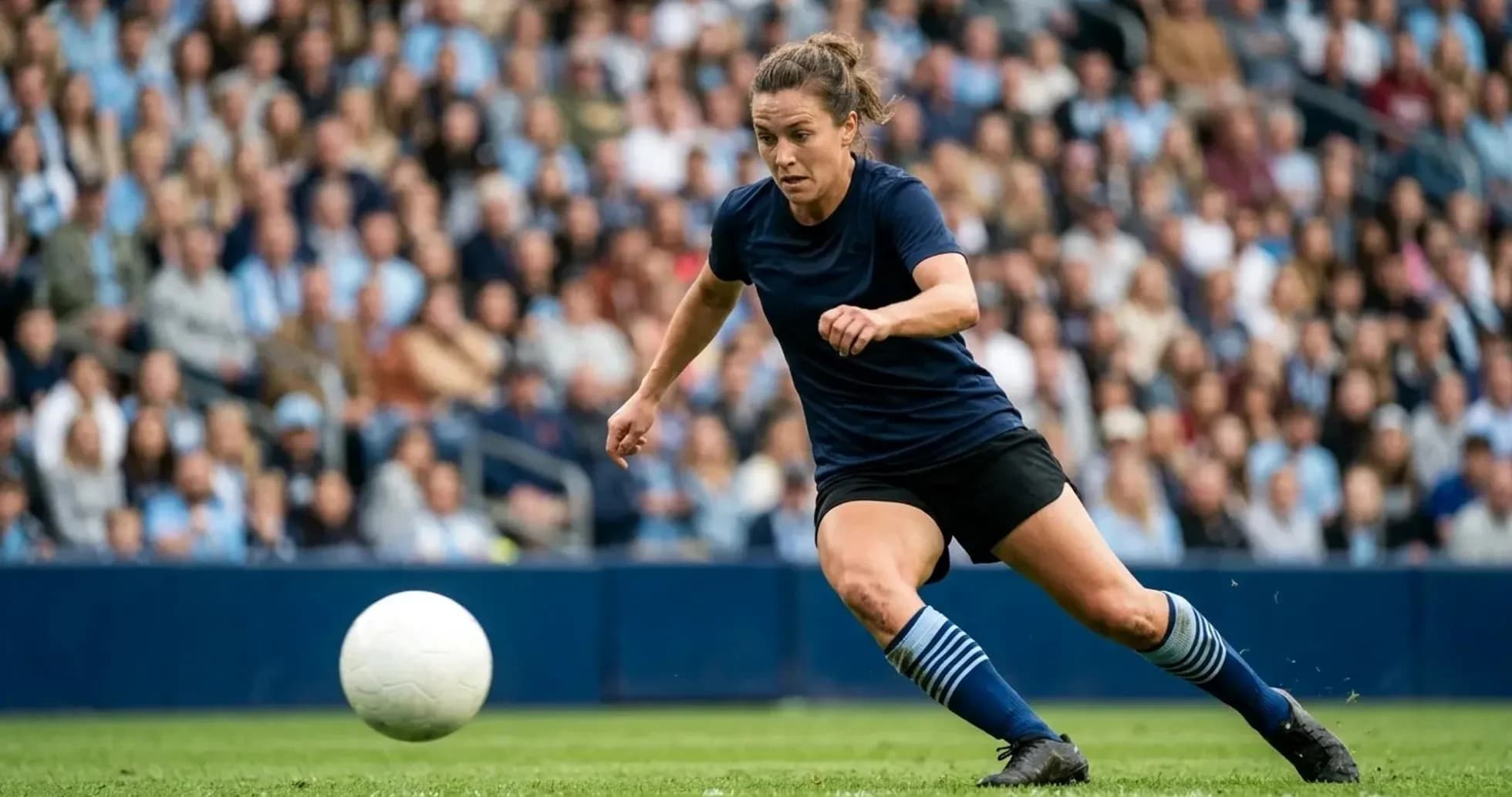 Player dribbling the ball during NWSL match Player dribbling the ball during NWSL match