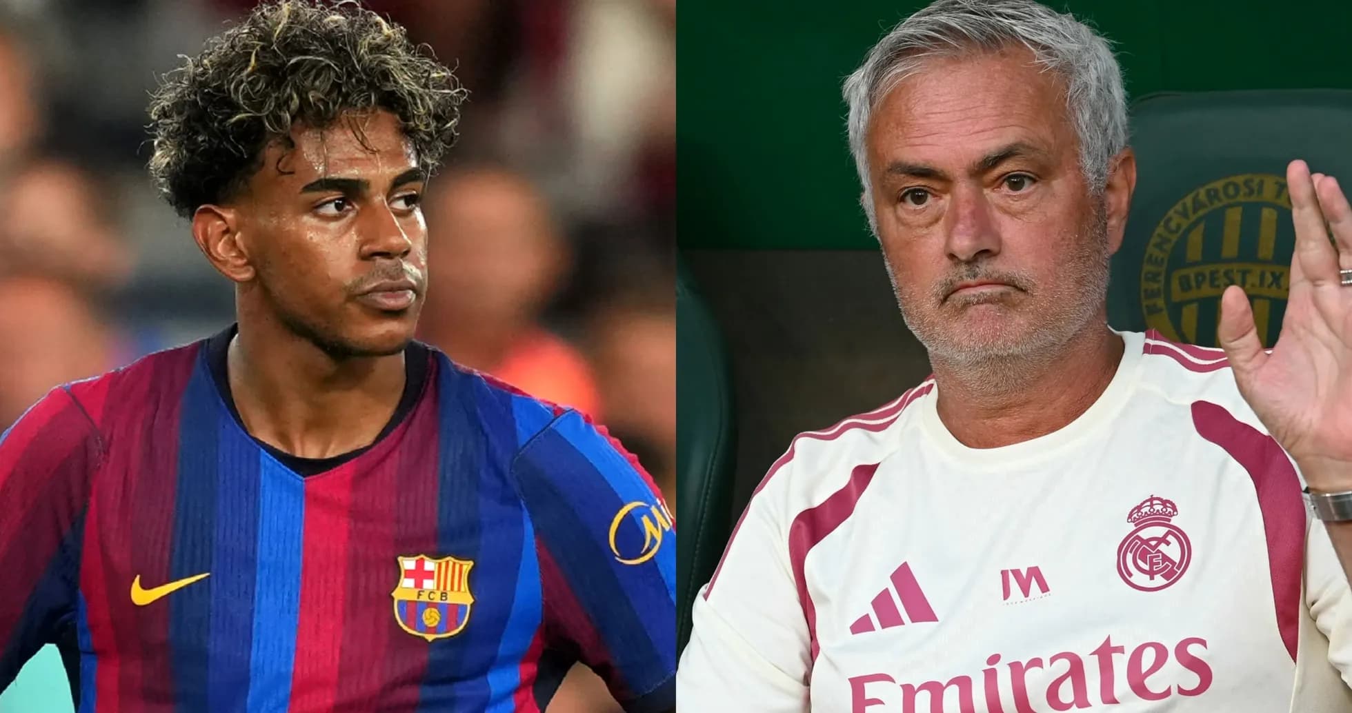Barcelona player and coach Jose Mourinho in split image Barcelona player and coach Jose Mourinho in split image