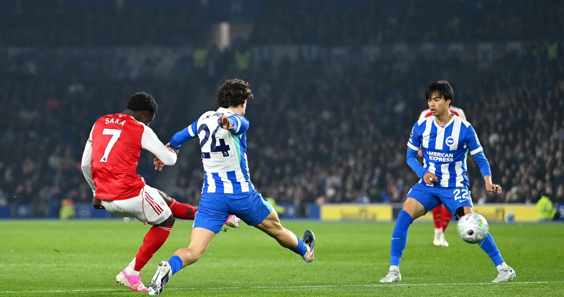 Saka shooting during Brighton vs Arsenal match Saka shooting during Brighton vs Arsenal match