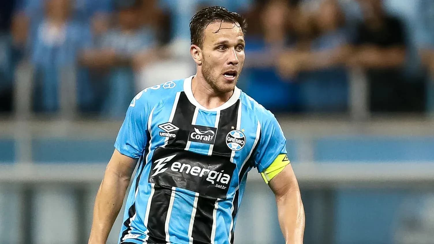Player in Grêmio jersey during a match Player in Grêmio jersey during a match