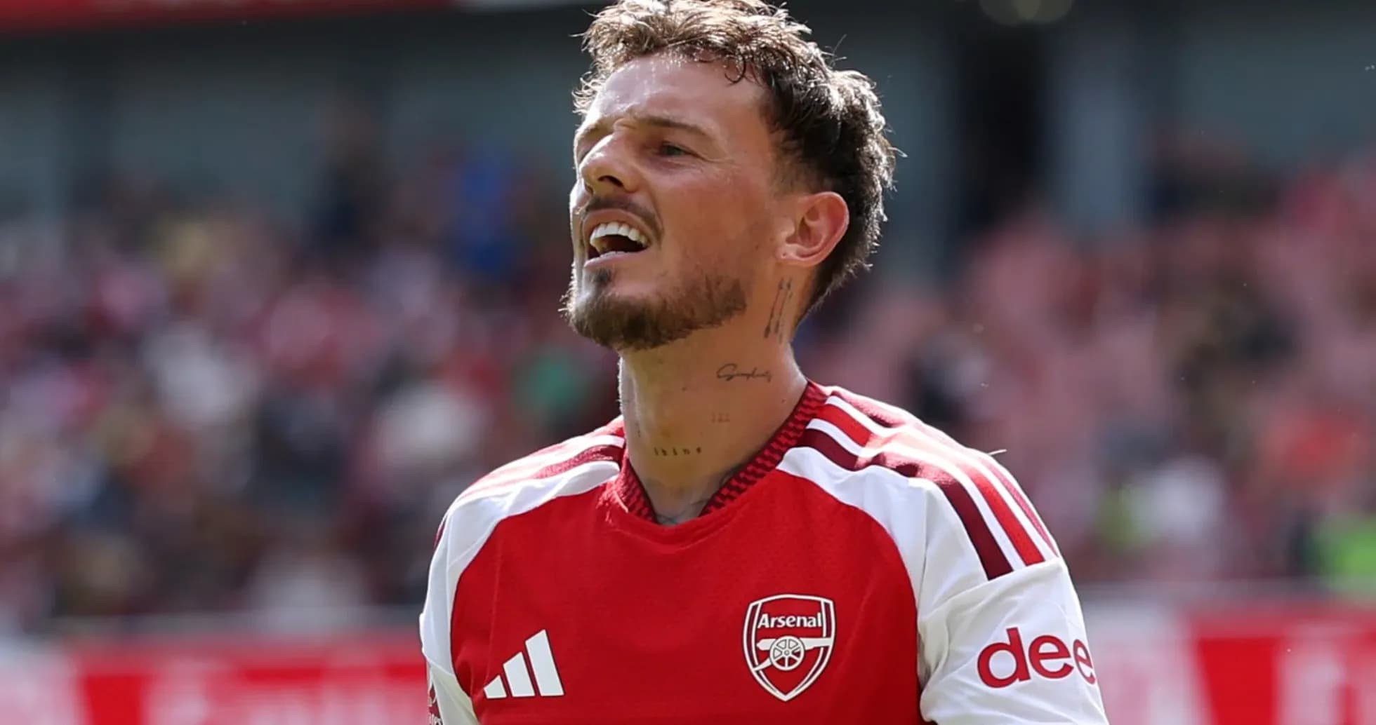 Player in Arsenal kit reacting during match Player in Arsenal kit reacting during match
