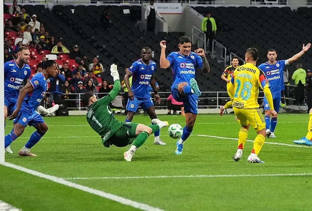 Cruz Azul player kicking ball during Liga MX match Cruz Azul player kicking ball during Liga MX match