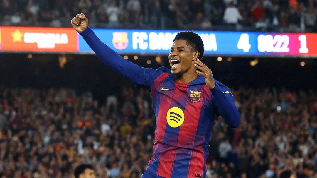 Barcelona player celebrating during a match Barcelona player celebrating during a match