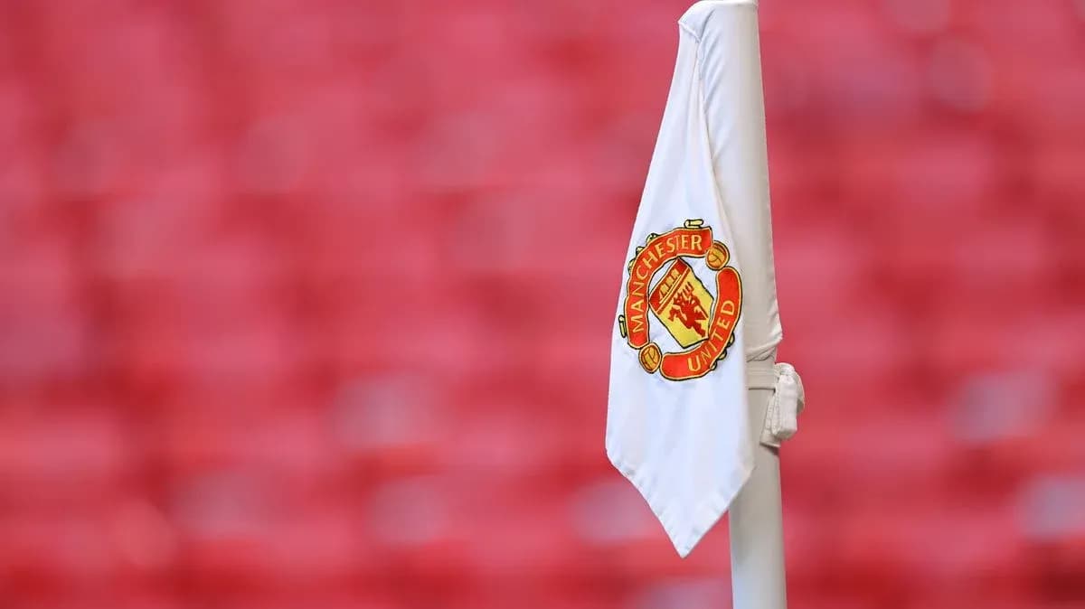 Manchester United corner flag at empty stadium Manchester United corner flag at empty stadium