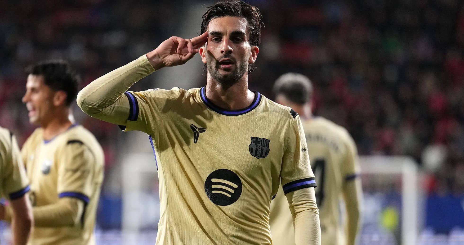 Player saluting after scoring during match Player saluting after scoring during match