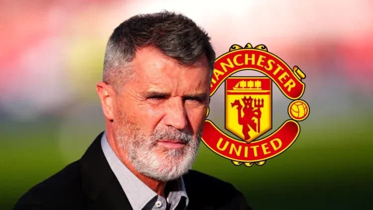 Man with gray beard in front of Manchester United logo Man with gray beard in front of Manchester United logo