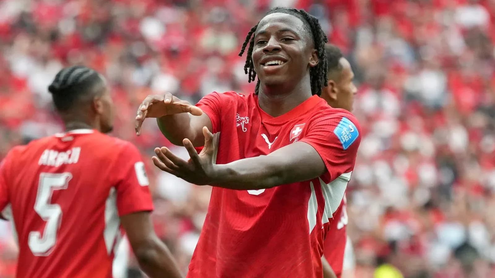 Swiss player celebrating during a match Swiss player celebrating during a match