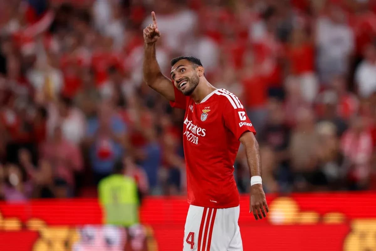 Benfica player celebrating a goal during match Benfica player celebrating a goal during match