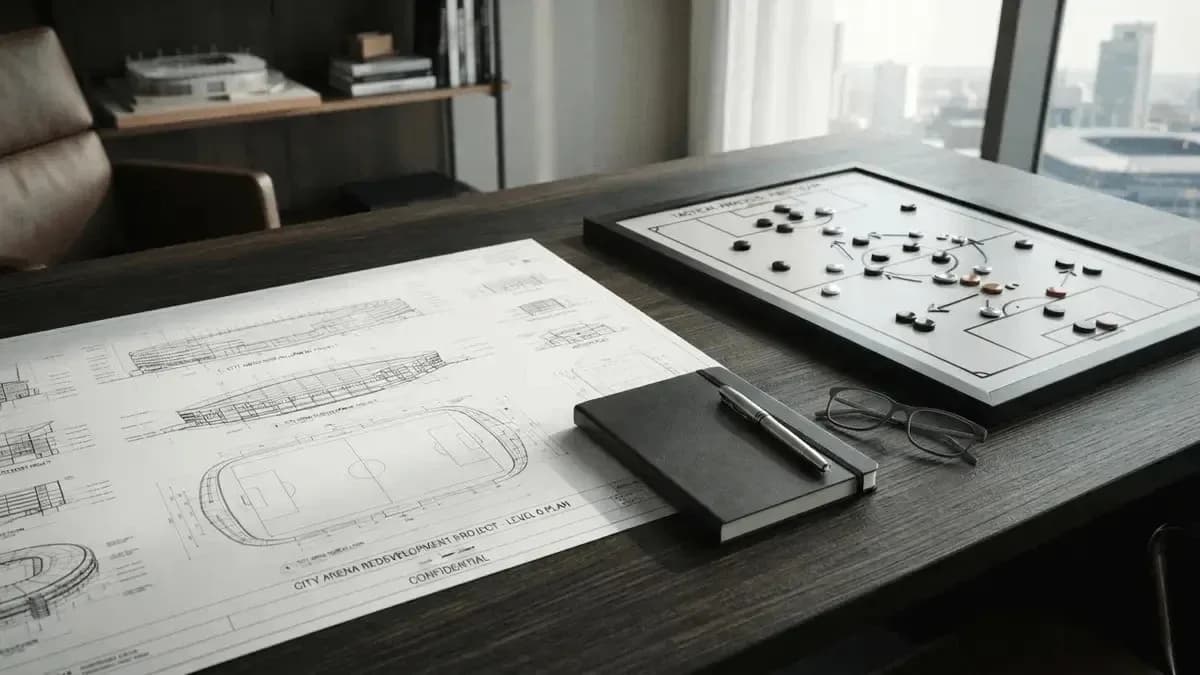 Tactical board and plans on a desk Tactical board and plans on a desk