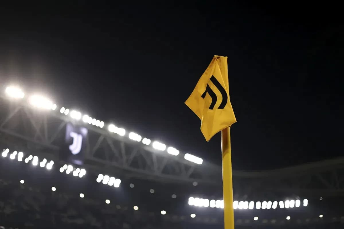 Juventus corner flag at night stadium Juventus corner flag at night stadium