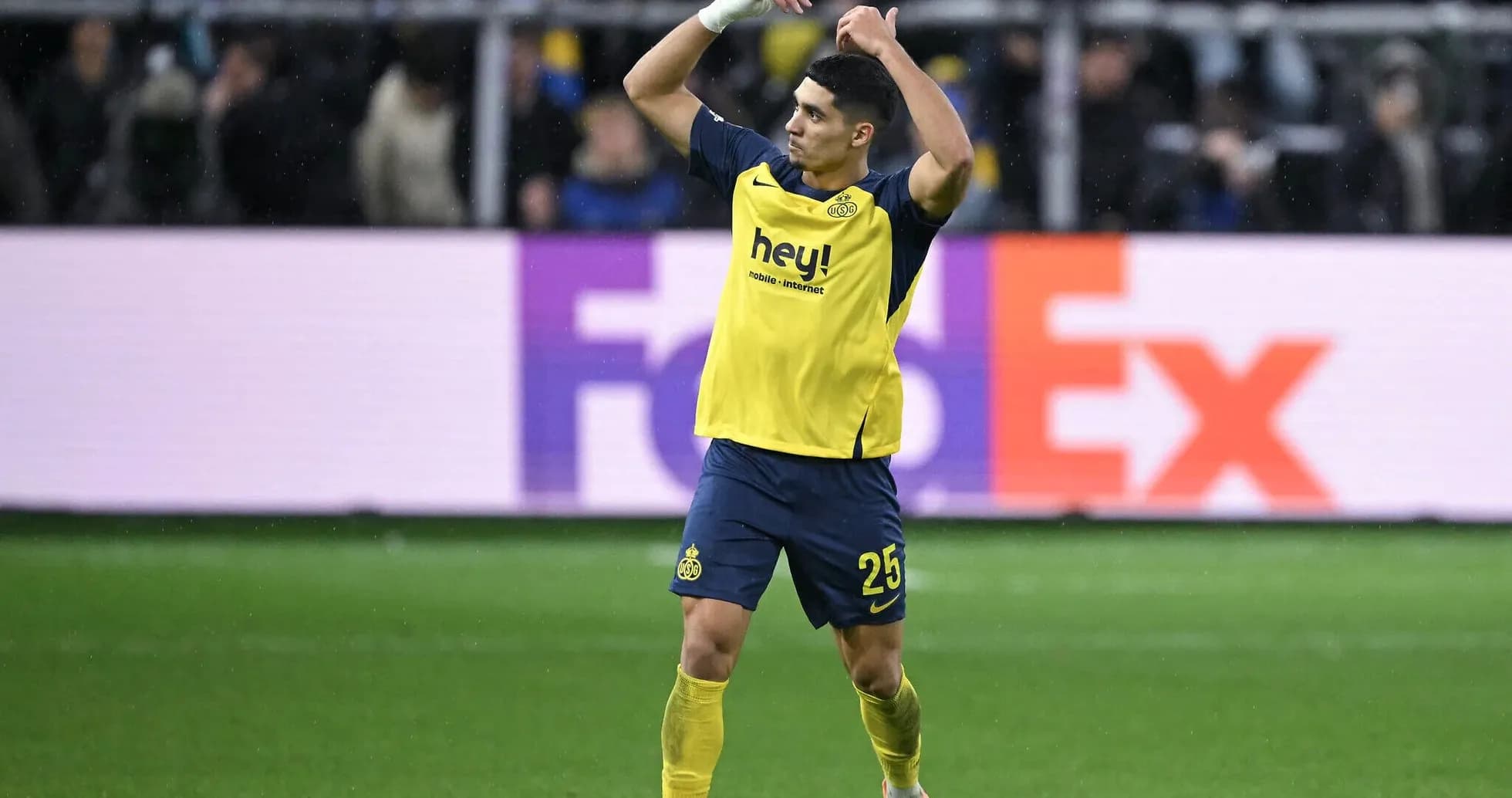 Player celebrating after scoring during a match Player celebrating after scoring during a match