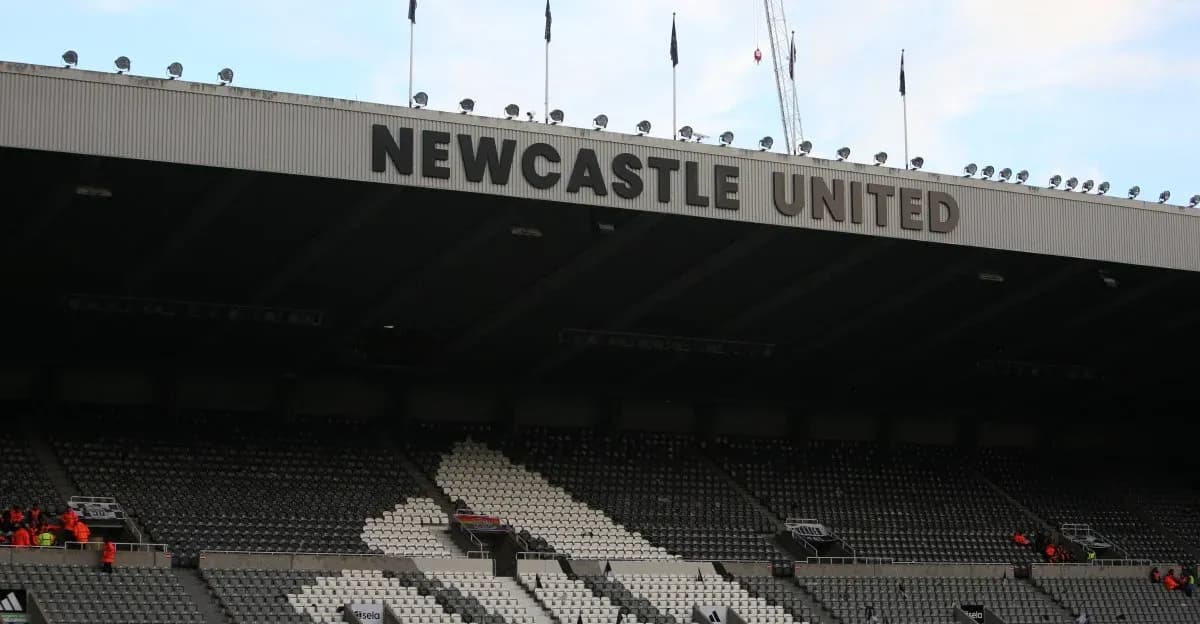 Newcastle United stadium exterior with empty seats Newcastle United stadium exterior with empty seats
