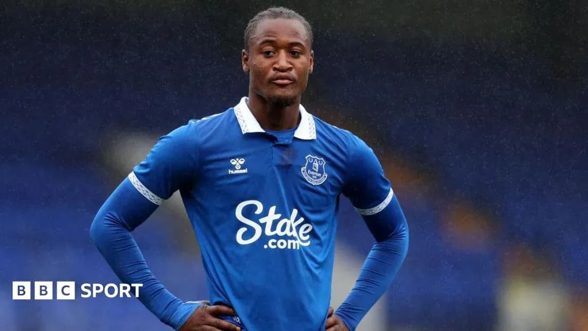 Player in blue Everton jersey on the pitch Player in blue Everton jersey on the pitch