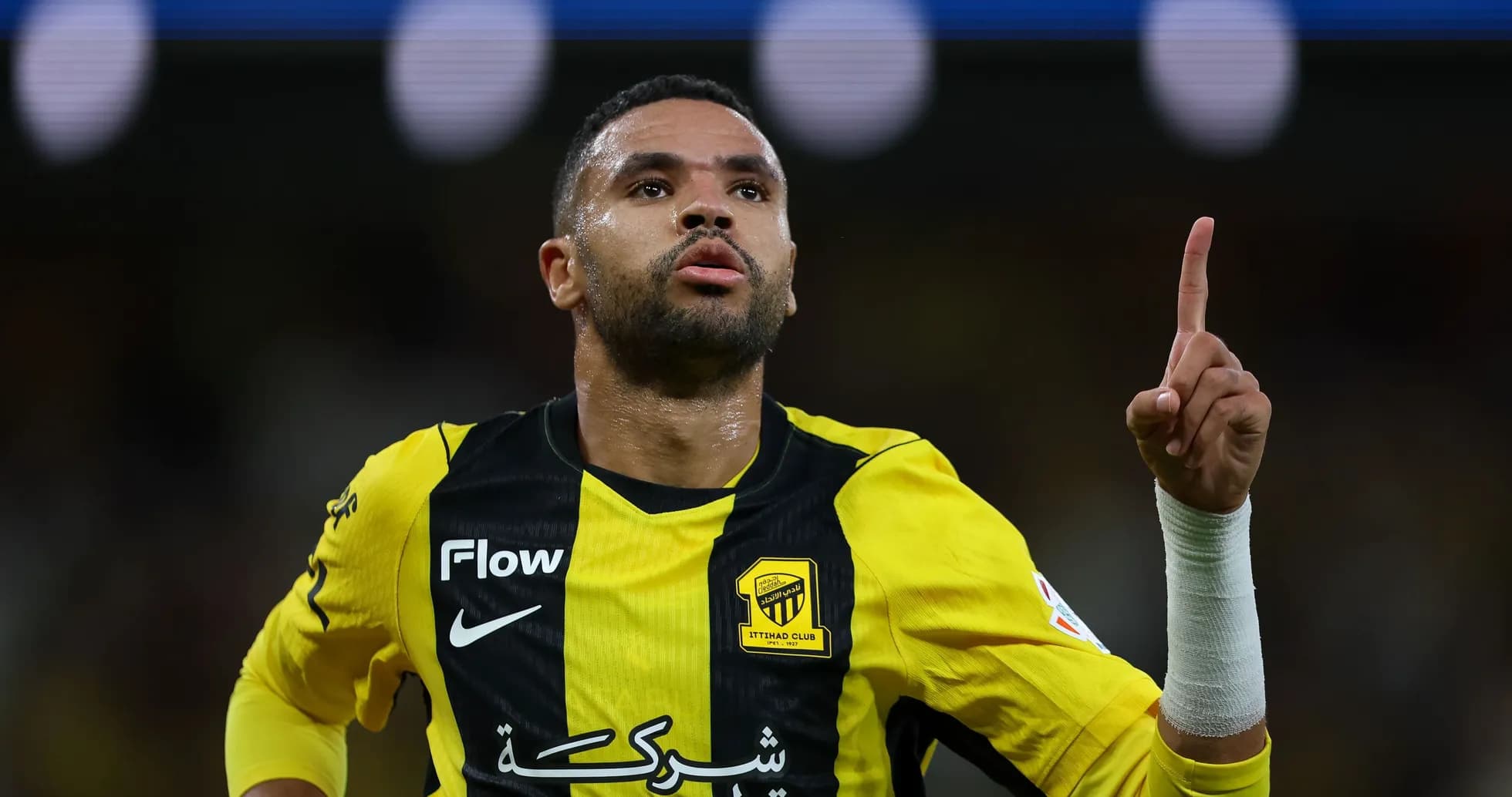 Player celebrating a goal for Ittihad Club Player celebrating a goal for Ittihad Club