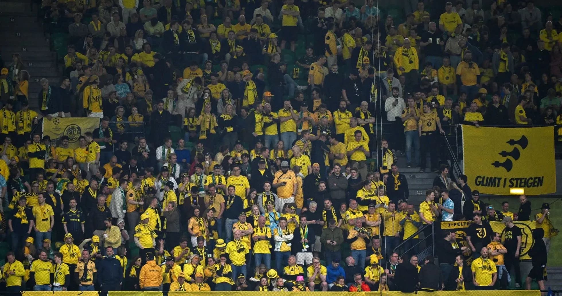 Bodo/Glimt fans cheering in the stadium Bodo/Glimt fans cheering in the stadium