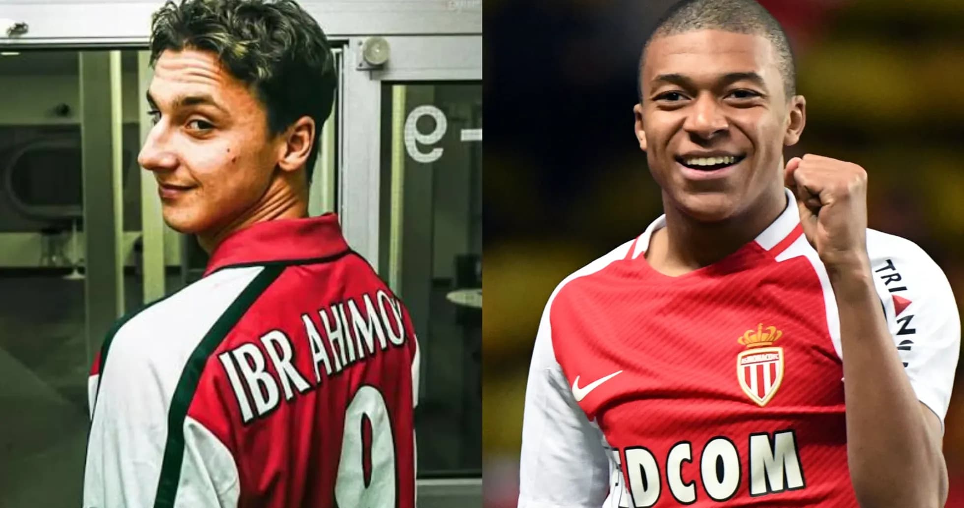 Zlatan Ibrahimovic and Kylian Mbappe in jerseys Zlatan Ibrahimovic and Kylian Mbappe in jerseys
