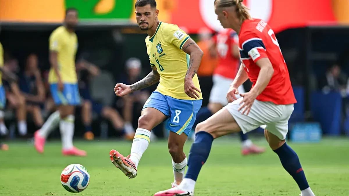Brazilian player passing the ball during match Brazilian player passing the ball during match