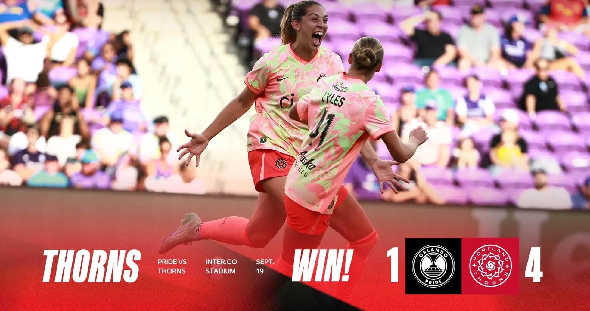 Portland Thorns celebrating victory against Orlando Pride Portland Thorns celebrating victory against Orlando Pride