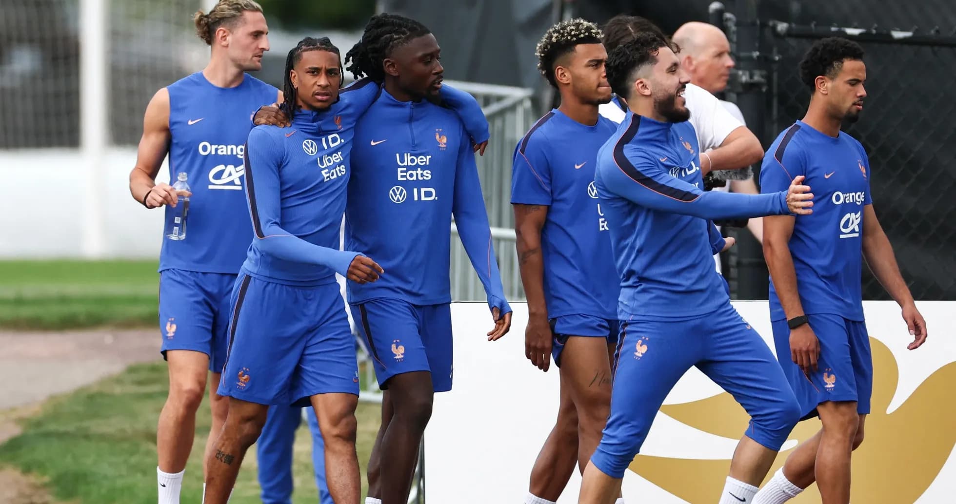 French national team players walking during training session French national team players walking during training session