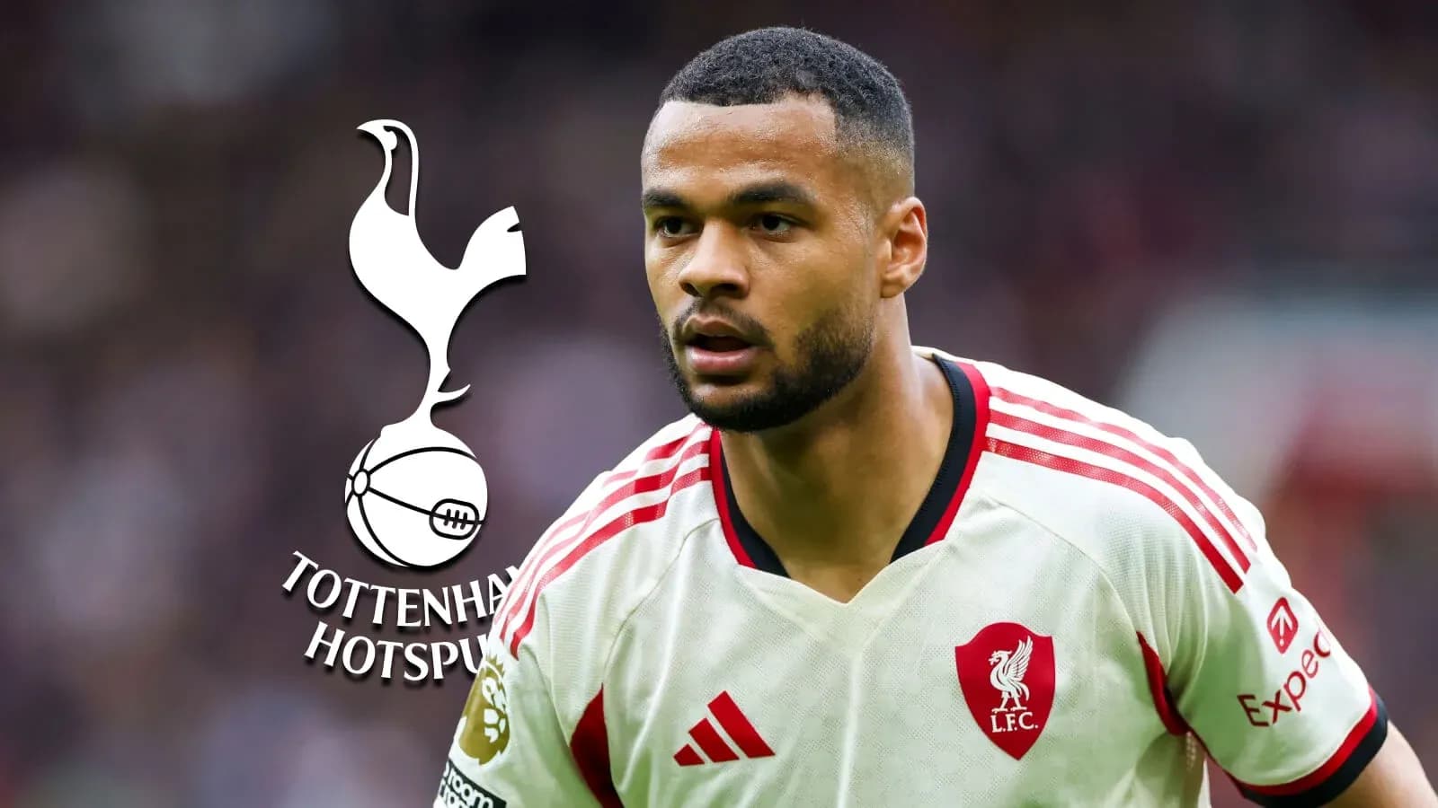 Player in Liverpool kit with Tottenham Hotspur logo Player in Liverpool kit with Tottenham Hotspur logo