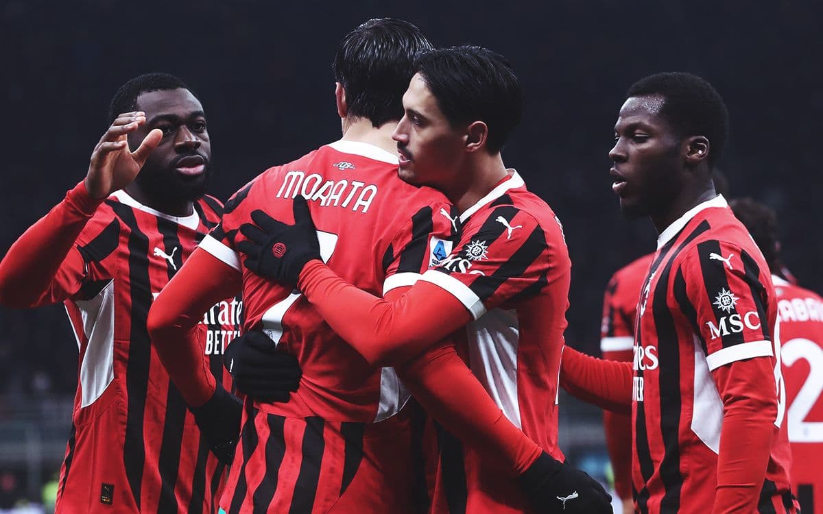 AC Milan players celebrating a goal during match AC Milan players celebrating a goal during match