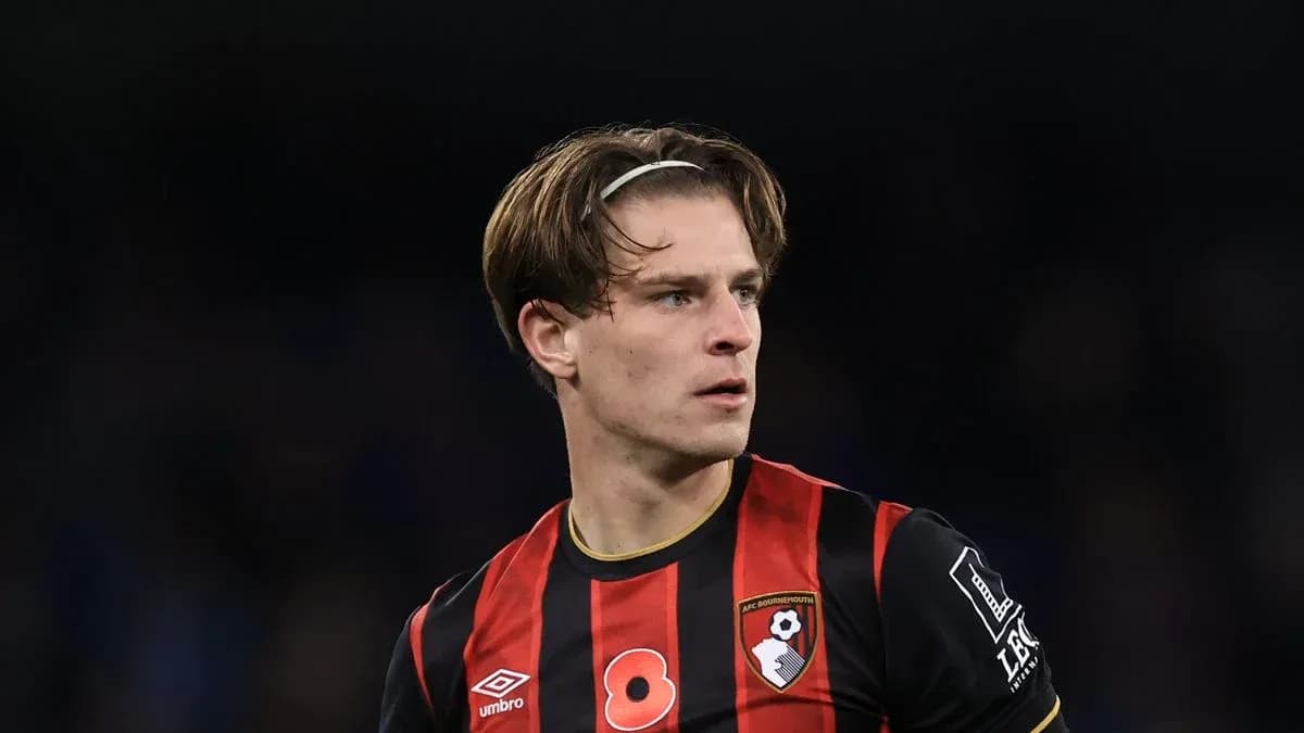Player in AFC Bournemouth kit during match Player in AFC Bournemouth kit during match