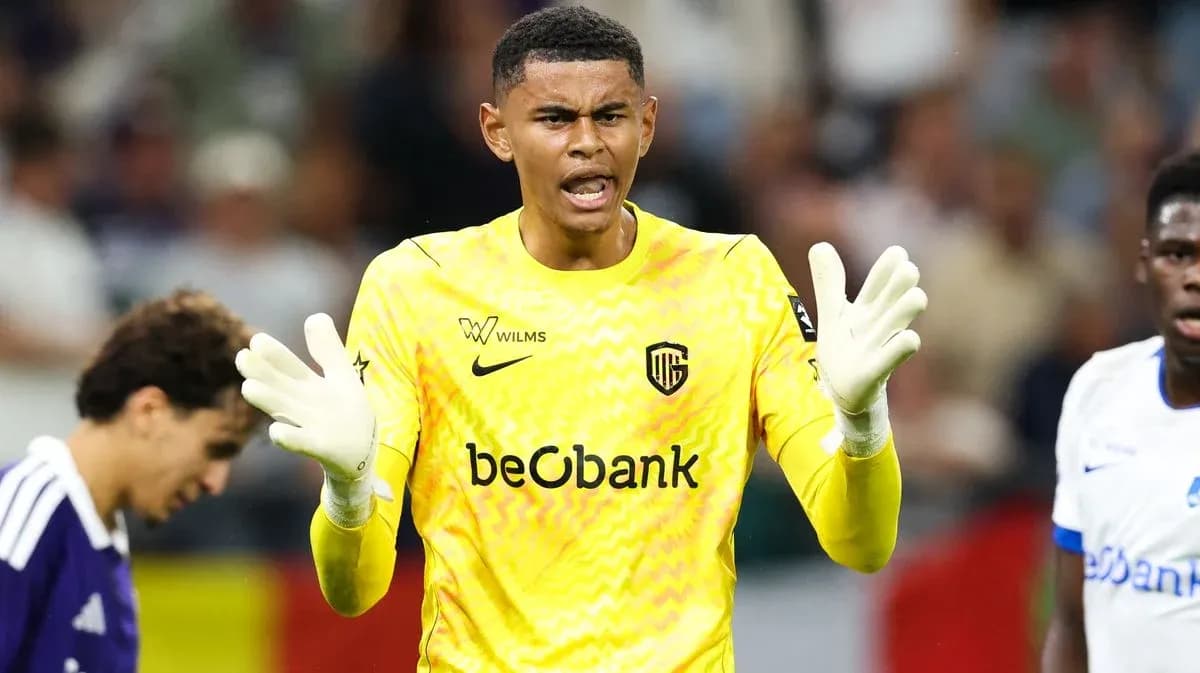 Goalkeeper gesturing during a soccer match Goalkeeper gesturing during a soccer match