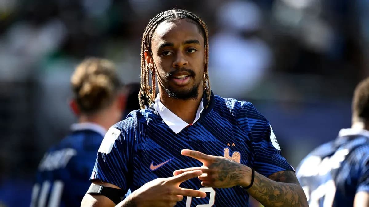 Player warming up in France national team jersey Player warming up in France national team jersey