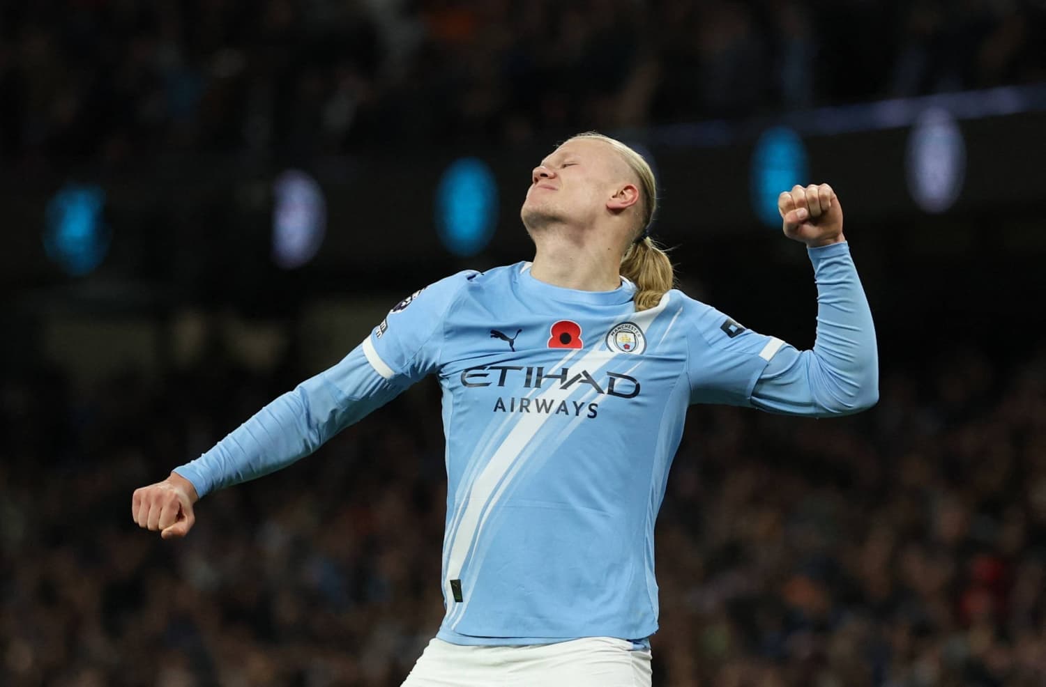 Erling Haaland celebrating a goal for Manchester City Erling Haaland celebrating a goal for Manchester City