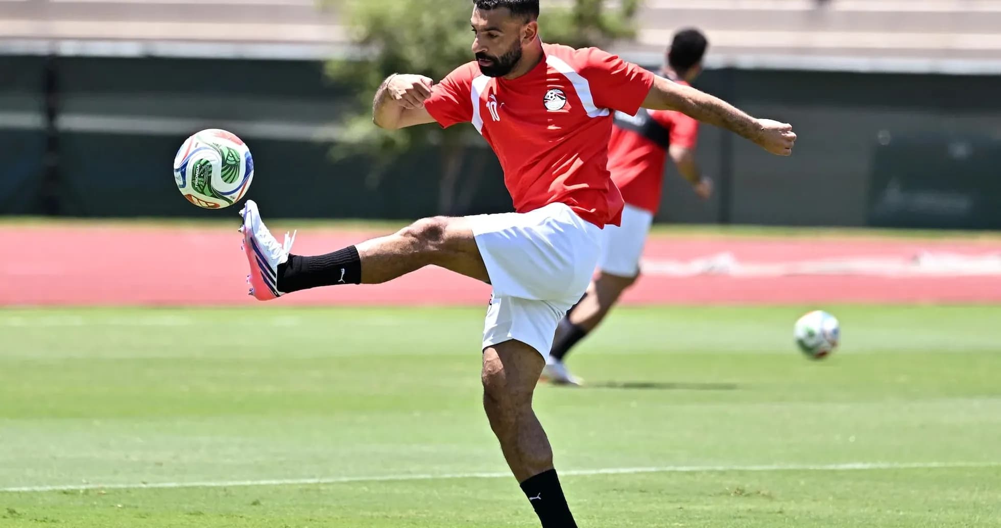 Egyptian player practicing during training session Egyptian player practicing during training session