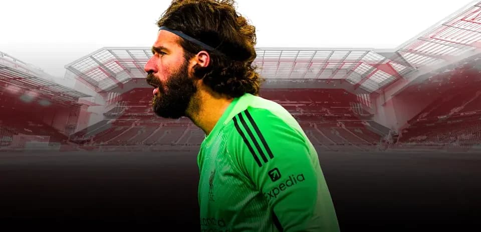 Goalkeeper Alisson Becker in Liverpool kit profile view Goalkeeper Alisson Becker in Liverpool kit profile view