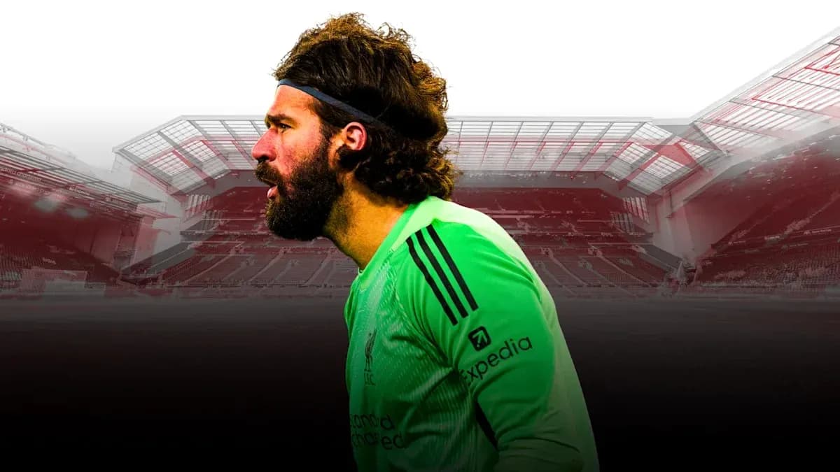 Goalkeeper Alisson Becker in Liverpool kit profile view Goalkeeper Alisson Becker in Liverpool kit profile view