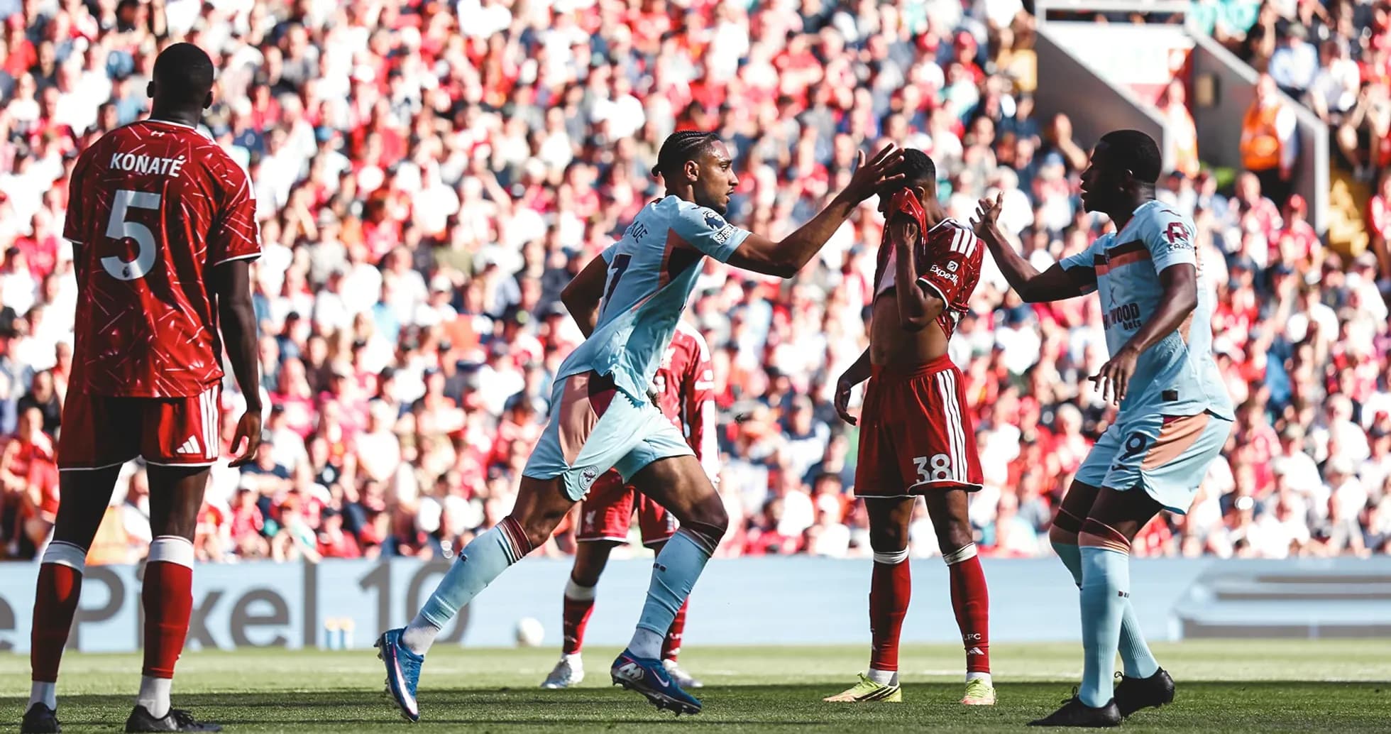 Liverpool and Brentford players during Premier League match Liverpool and Brentford players during Premier League match