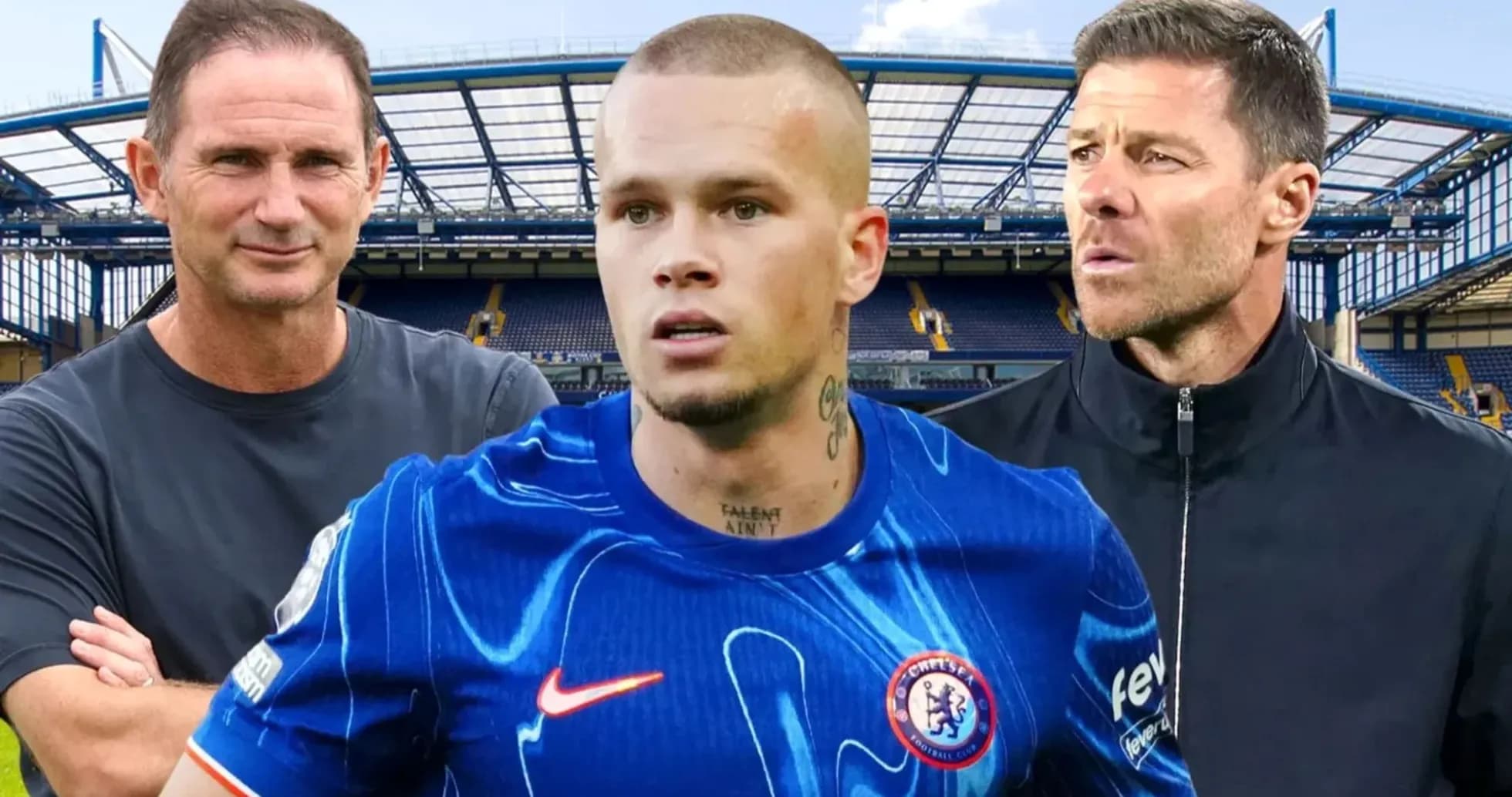 Chelsea player with coaches at Stamford Bridge Chelsea player with coaches at Stamford Bridge
