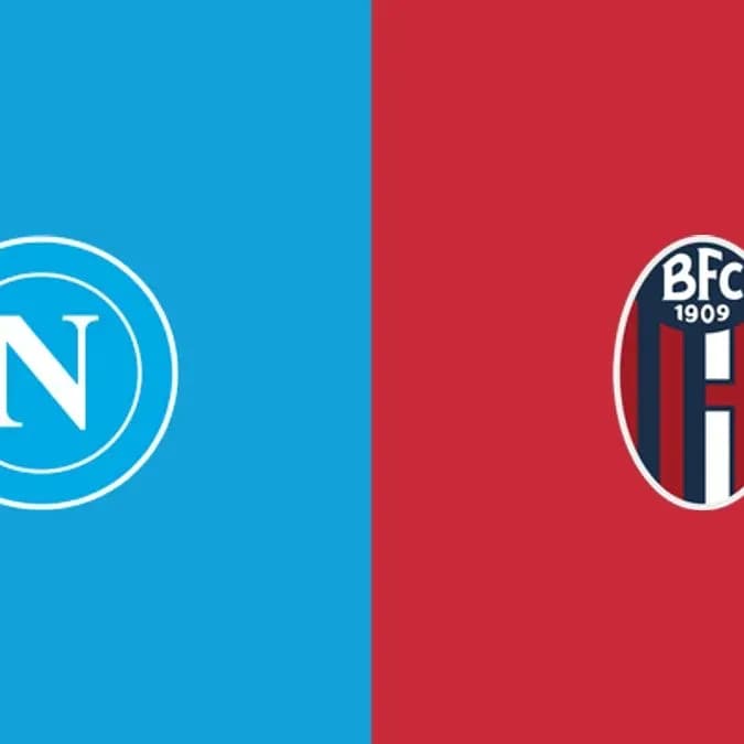 Napoli and Bologna team logos on colored backgrounds Napoli and Bologna team logos on colored backgrounds