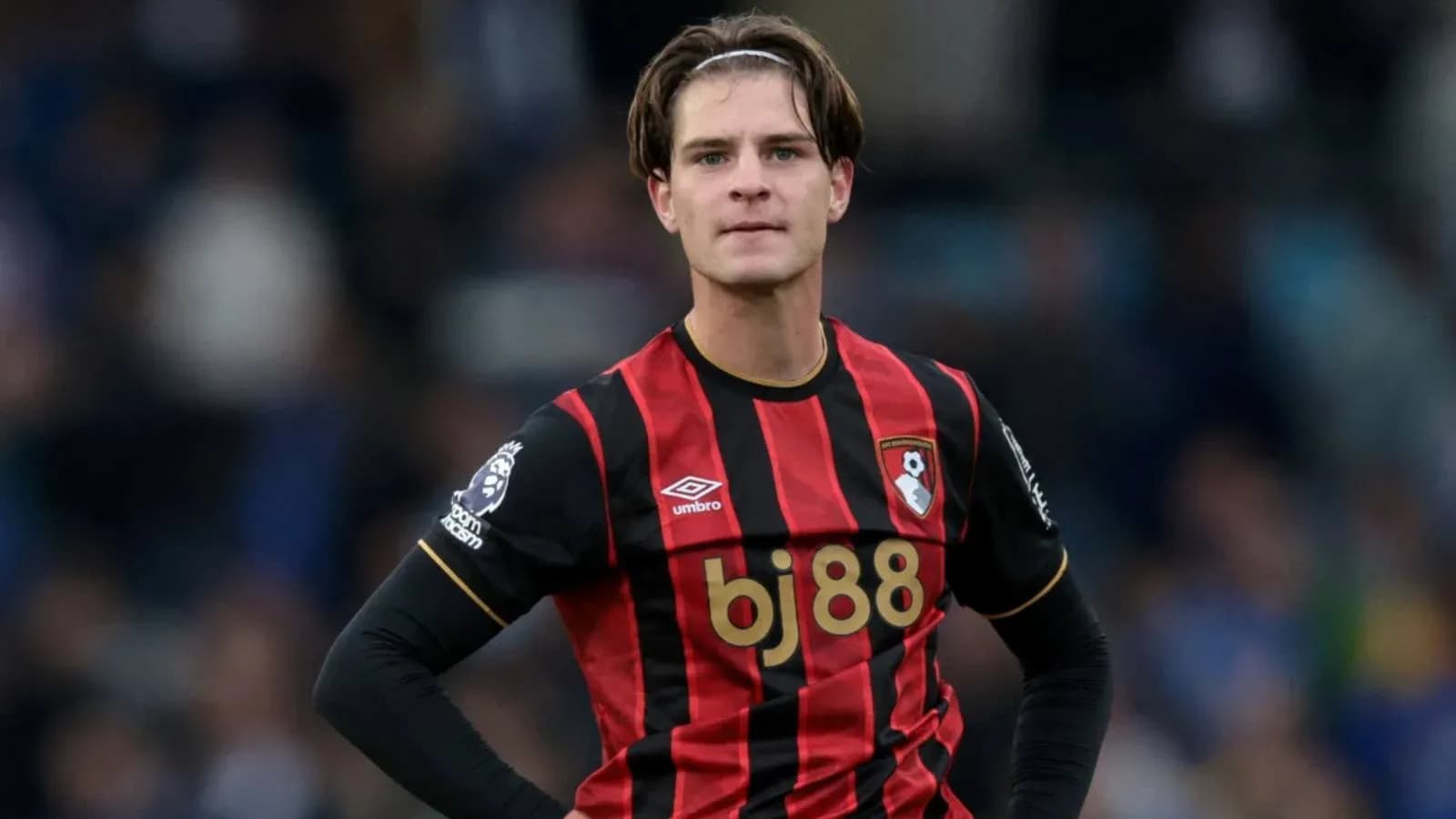Bournemouth player in home kit during match Bournemouth player in home kit during match