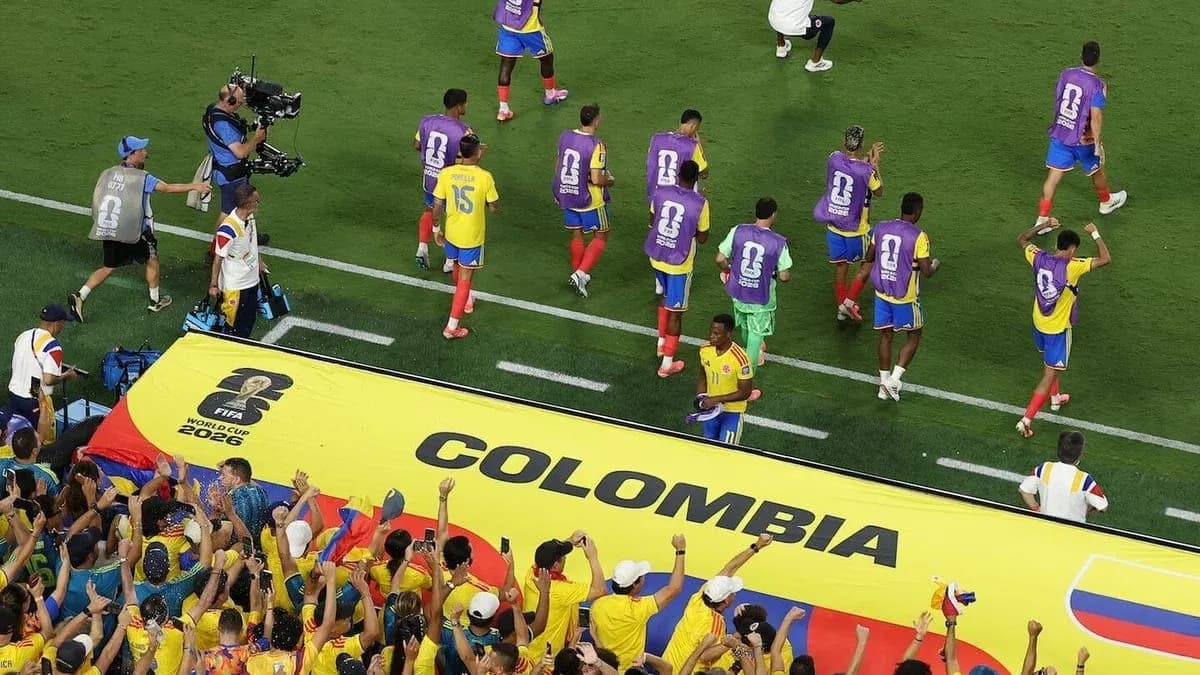 Colombian players celebrating with fans during match Colombian players celebrating with fans during match